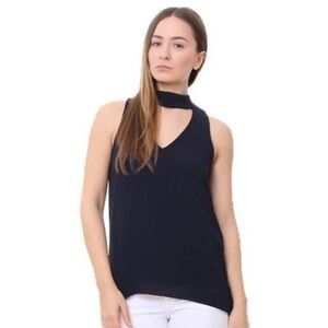 Veronica M Black Velvet Choker V-Neck Top, Size XS